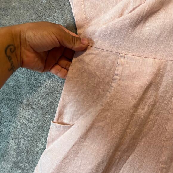 Bryn Walker 100% Linen Light Pink Tunic Size Medium Pockets Lagenlook Minimalist - Picture 4 of 6